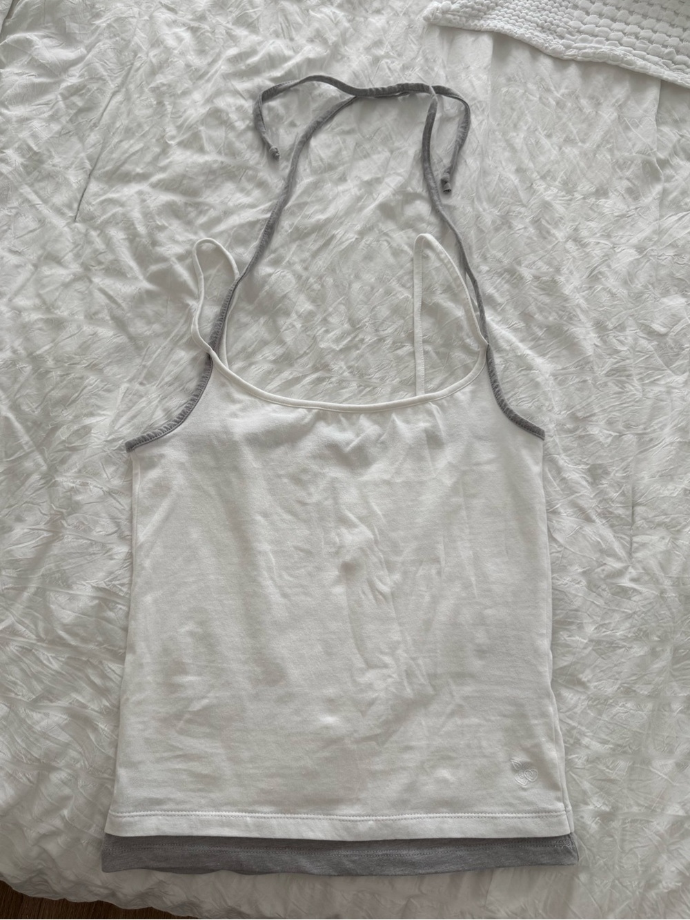 Urban Outfitters White Halter Camisole with Gray Trim